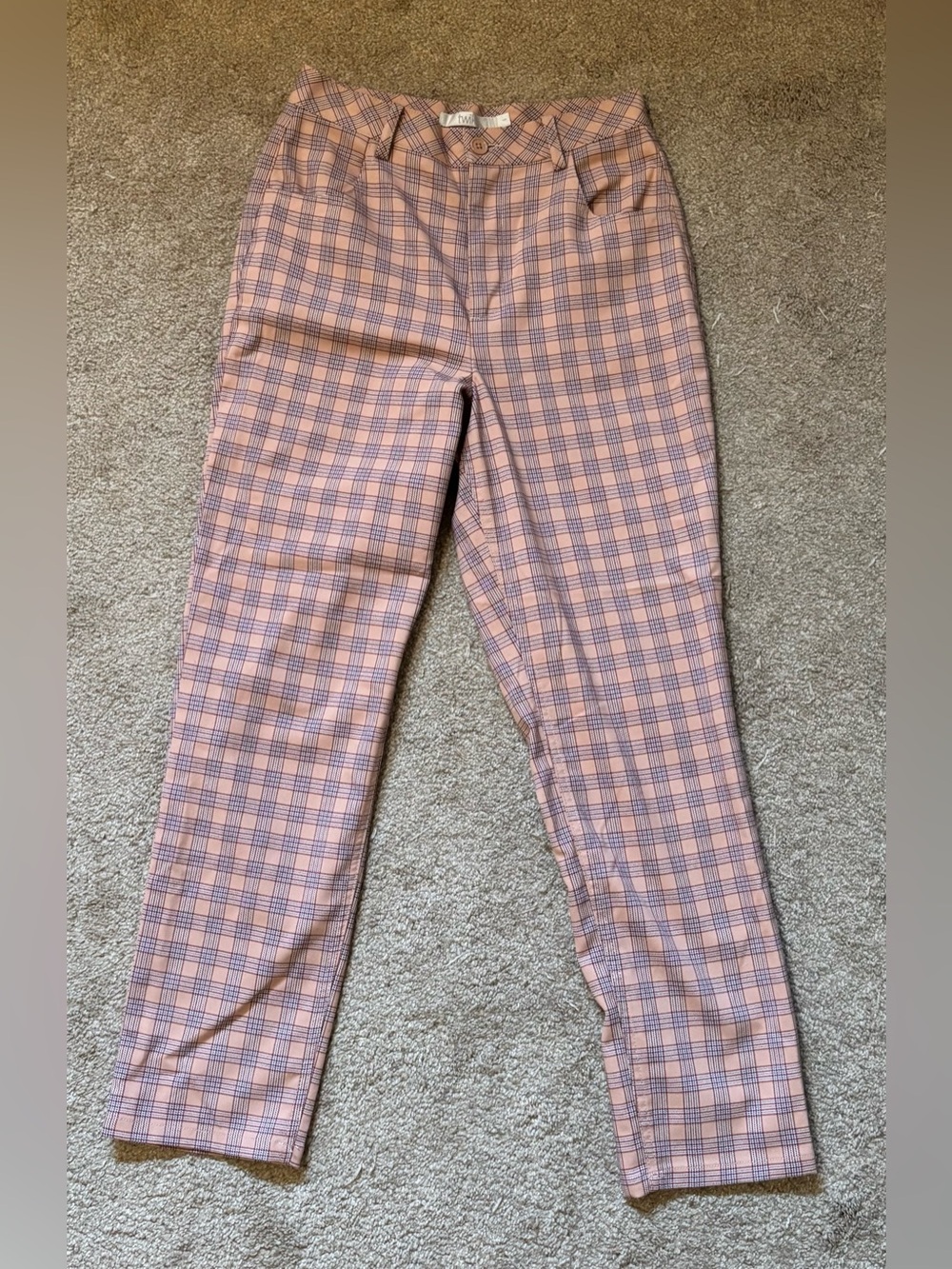 twik Pink Plaid Straight Leg Pants
